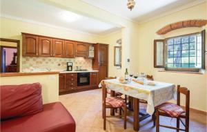 uma cozinha com uma mesa e algumas cadeiras e uma mesa e um balcão em Casa Vanessa em Cireglio