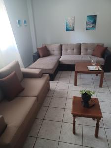 soggiorno con divani e tavolino da caffè di Άνετο Διαμέρισμα a Artemida