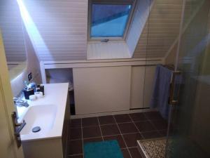 a small bathroom with a sink and a window at Belle villa à la Baule-Escoublac in La Baule +7 photos