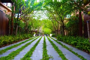 a street with plants growing on the sidewalk at Avatar Railay in Railay Beach