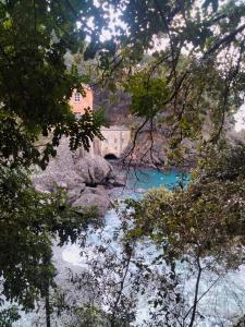 a house in the middle of a river with trees at Casa dell'Arco Civico 35 in San Fruttuoso