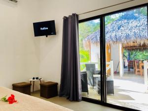 TV a/nebo společenská místnost v ubytování Antema Lodge Secteur Tamarindo, piscine, yoga, gym, jungle et paix
