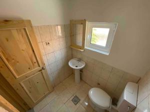a small bathroom with a toilet and a sink at Vienna Montenegro Lleshi in Donji Štoj