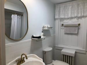 a bathroom with a sink and a toilet and a mirror at William's Grant Inn Bed and Breakfast in Bristol