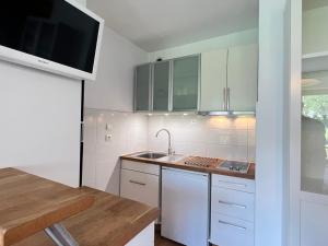 Kuchyňa alebo kuchynka v ubytovaní Studio moderne et cosy 3*** avec balcon et wifi à Aix-les-Bains - FR-1-555-90