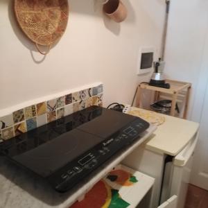 un forno a piano cottura posto sopra una cucina di il corbezzolo blue apartment a Castelluzzo