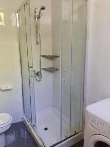 La salle de bains est pourvue d'une cabine de douche et de toilettes. dans l'établissement Acquafredda House - Appartamento Primo Piano, à Acquafredda