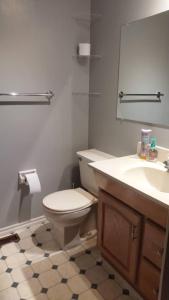 a bathroom with a toilet and a sink at Green&White House in Coquitlam