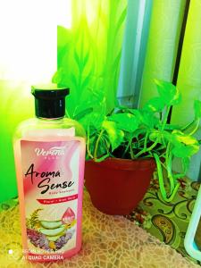 a bottle of organic sauce next to a potted plant at Bdr Bukit Tinggi Klang Tropicana Garden Homestay in Klang