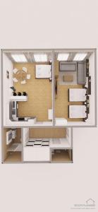 a floor plan of a room with a kitchen at Charles Bridge Apartments in Prague