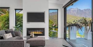 En generel udsigt til bjerge eller udsigt til bjerge taget fra feriehuset