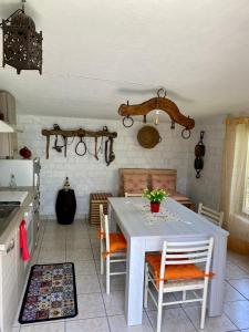 a kitchen with a table and chairs in a room at L'Olivo - 1932 in Controguerra