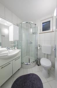 a bathroom with a shower and a toilet and a sink at Holiday house in Bol with sea view, terrace, air conditioning, WiFi 120-1 in Bol