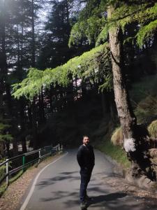 a man standing in the middle of a road at Shimla Abode in Shimla