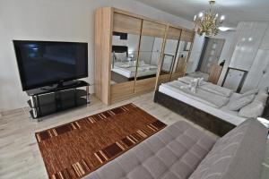 A television and/or entertainment centre at Apartman Zemplinska Širava Timea