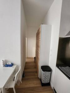 a hallway with a white refrigerator in a room at Appartement dans le 7e arrondissement de Lyon. in Lyon