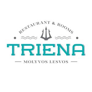 een logo voor het Iraanse restaurant en de kamers trienna bij Triena Rooms in Mithimna