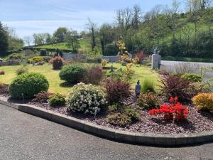 a garden with flowers and plants on the side of a road at Roadside House in Ballynahinch