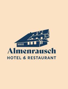 a logo for an americanan hotel and restaurant at Hotel Almenrausch in Neukirchen