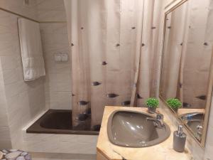 a bathroom with a sink and a shower and a tub at Apartamentos CT in Salou