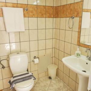 a bathroom with a toilet and a sink at Villa Koutsakis in Kaloi Limenes +68 photos