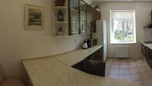 een keuken met een aanrecht en een koelkast bij Klaipeda,Lithuania in Klaipėda +4 foto's