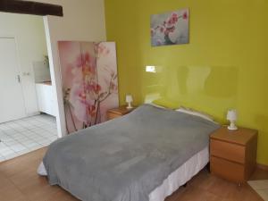 sypialnia z dużym łóżkiem i 2 szafkami nocnymi w obiekcie Chez Virginie w mieście Gisors