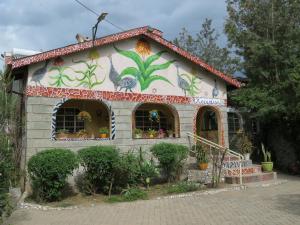 a house with a painting on the side of it at Aloepark Art Hotel in Naivasha