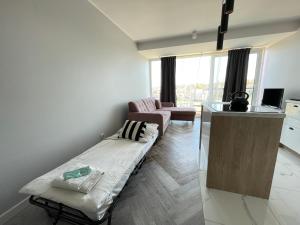 Televízia a/alebo spoločenská miestnosť v ubytovaní HIGH STANDARD APARTMENT GDYNIA