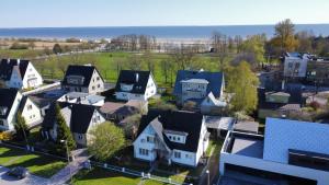 an aerial view of a residential neighborhood with houses at Papli Beach Apartment in Pärnu