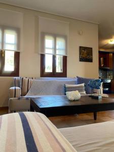 a living room with a couch and a table at La Grande Maison,Lefokastro in Afissos