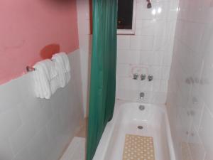 a bathroom with a shower and a bath tub at Tropical Manor Inn - Kingston in Kingston