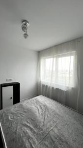 Un pat sau paturi într-o cameră la Bucium Apartament