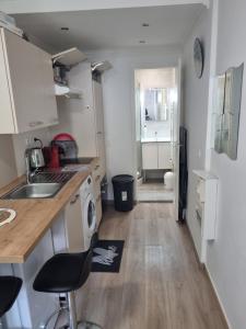 kuchnia ze zlewem i pralką w obiekcie Studio Antibes w mieście Antibes