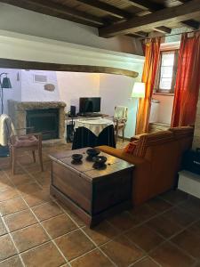 a living room with a couch and a fireplace at Maruan Heaven in Marvão