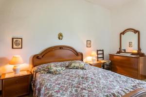 Schlafzimmer mit einem Bett, einer Kommode und einem Spiegel in der Unterkunft La casa di Anita in Gallicano