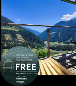 a sign that reads free with a view of a mountain at Großstahlhof Mountain & Panorama View in San Giovanni in Val Aurina