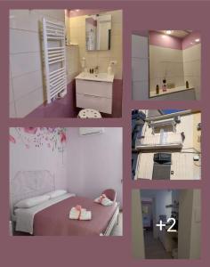 a collage of four pictures of a room at Flower house in Santa Maria La Carità