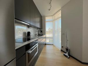 Kuchyň nebo kuchyňský kout v ubytování ÅhusBrygga Apartment Hotel