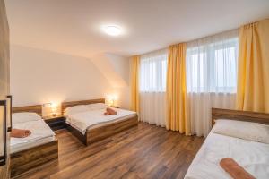 um quarto com 2 camas e uma janela em Apartmány na Bukovce - GG em Cervena Voda