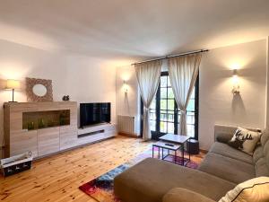 a living room with a couch and a tv at Apartament Les 3 Valls in Llavorsí