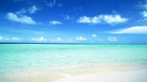 una playa con el océano y un cielo azul en Confortable Maisonnette prés de la plage à Dar el Alouch, en Kelibia