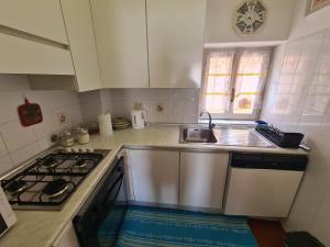 a small kitchen with a stove and a sink at Le Camarelle by PortofinoVacanze in Santa Margherita Ligure