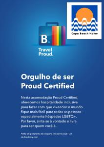 un folleto para un logotipo certificado de fondos para viajes en Copa Beach Home - Copacabana Posto 4 Quadra da Praia, en Río de Janeiro