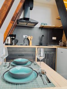 Kuhinja oz. manjša kuhinja v nastanitvi Fern Farm Tiny Home