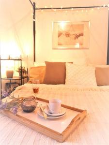 Posezení v ubytování Bungalow direkt am See, mit eigenem Boot