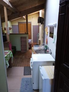 een keuken met een wastafel en een aanrecht bij La cabane in Palogneux