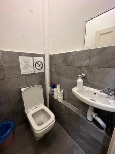 a bathroom with a toilet and a sink at Thanet Hotel Annex in London