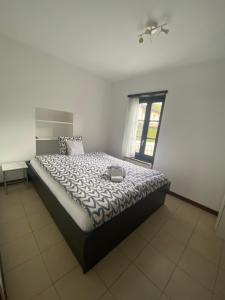 1 dormitorio con 1 cama en una habitación con ventana en BellaVista Cureglia, en Cureglia