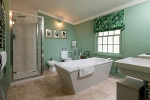 a bathroom with a tub and a shower and a toilet at Abbey Mews in the heart of Bath in Bath
